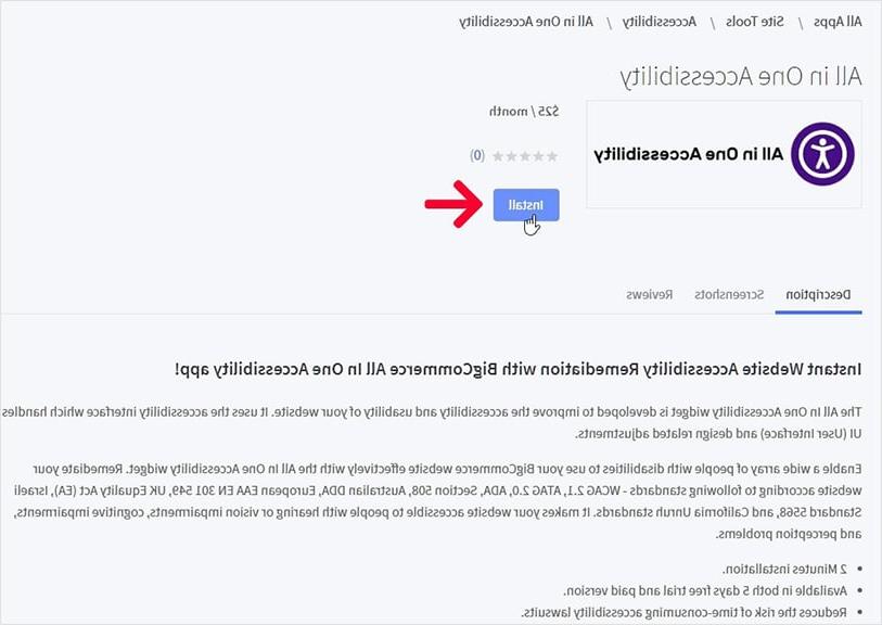 Install BigCommerce all in one accessibility
